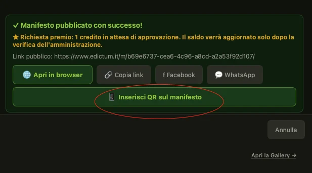 Inserisci QR sul manifesto