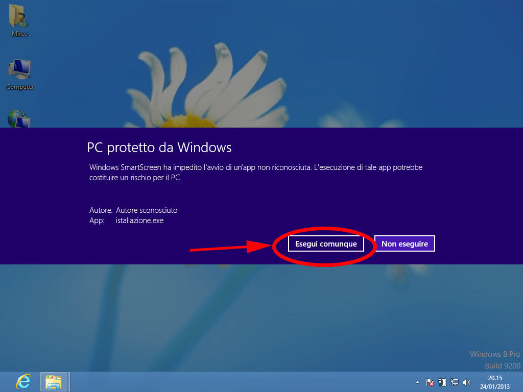 PC Protetto da windows errore protezione certificati correggere installazione avvio edictum+ memoriae+ esegui comunque