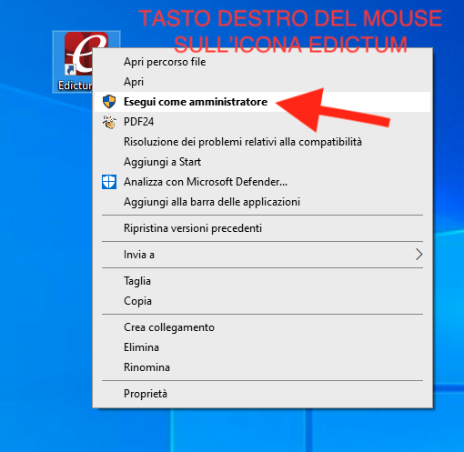 Esegui come amministratore Edictum+