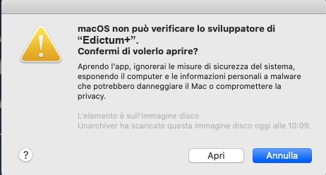 Avviso sicurezza Mac Problemi di installazione su MAC