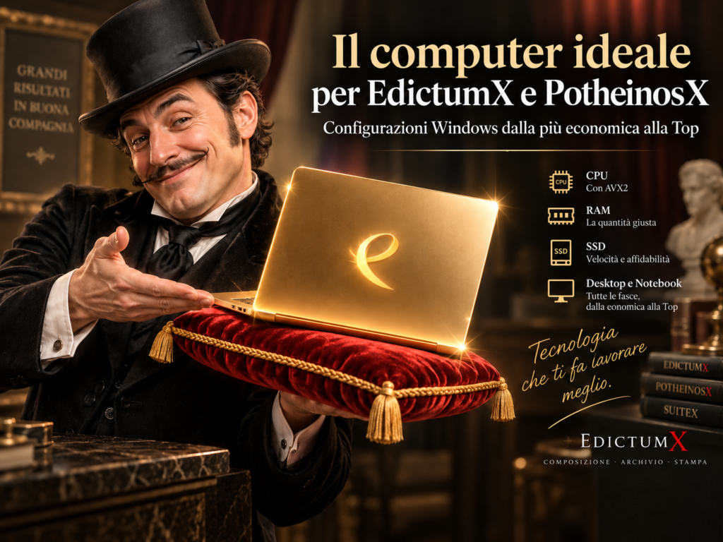 Computer ideale per lavorare al meglio con EditumX e PotheinosX